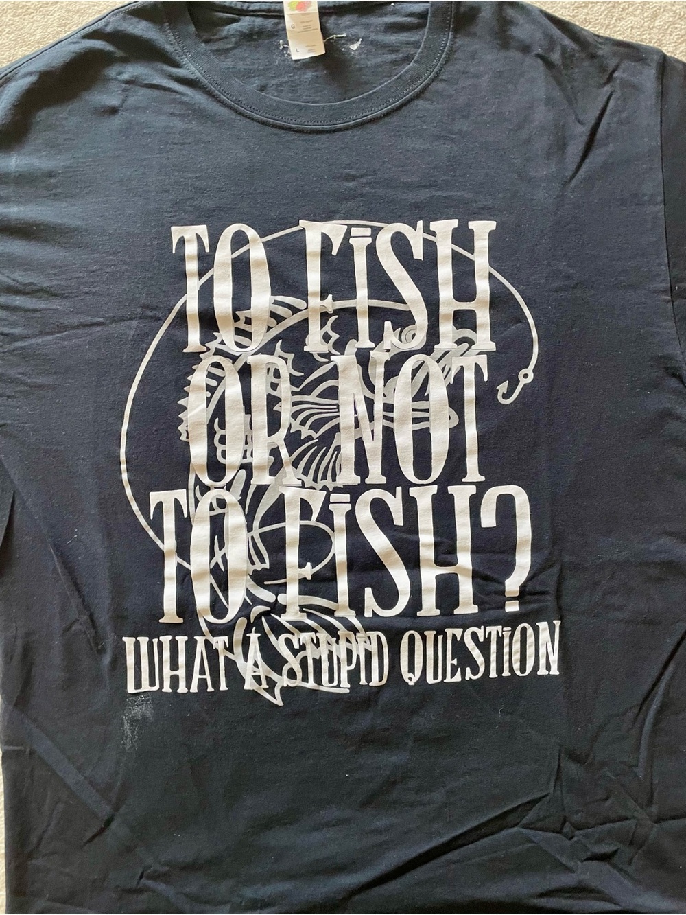 Black 'To Fish or Not to Fish?' Graphic T‑Shirt - Brand New.  Never worn.